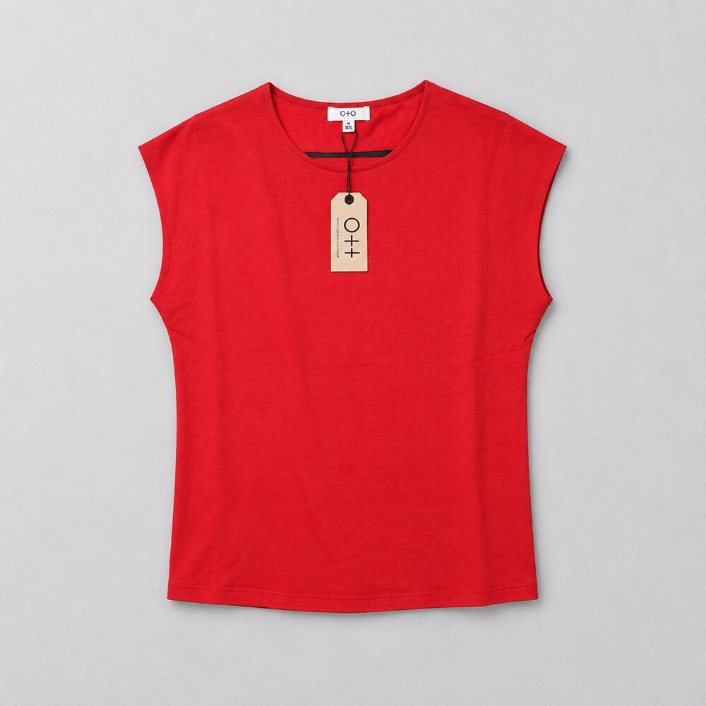 Ott Lime n Chili Medium Red Sleeveless Top 100% Polyester